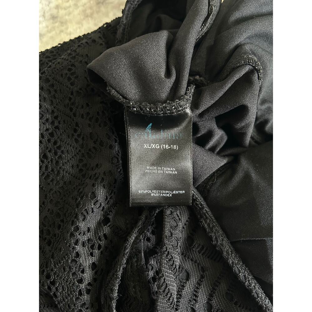 Catalina Missy Solid Black Crochet Bandini Swimsuit Top Size XL 16 - 18 - Picture 6 of 8